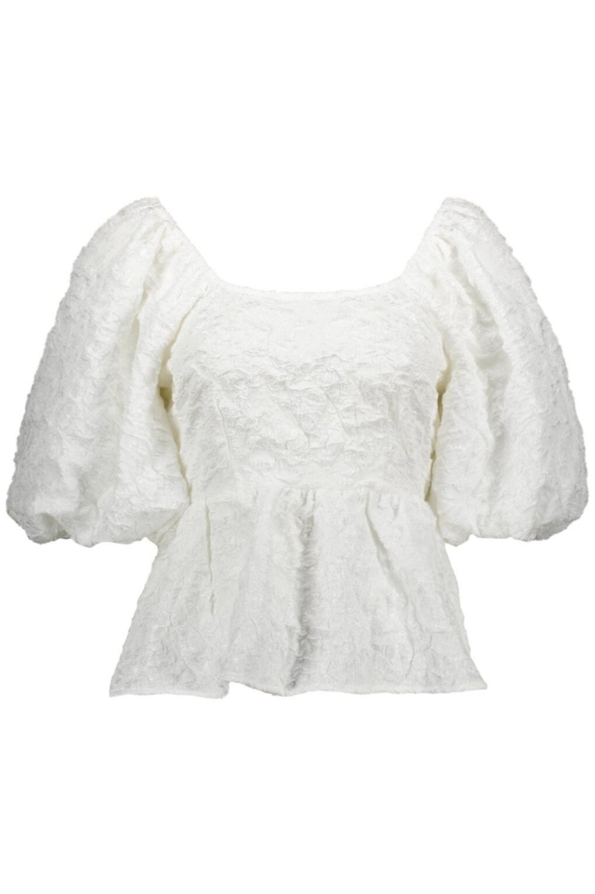PCSALLY PUFF SLEEVES TOP WVN D2D 17164293 Cloud Dancer